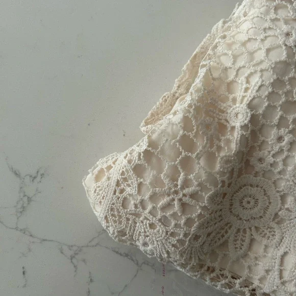 Cream boho eyelet lace overlay Romper size small - Picture 9 of 11